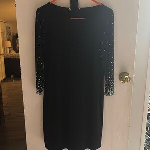 Black Sequin Embellished Sheath Cocktail Dress